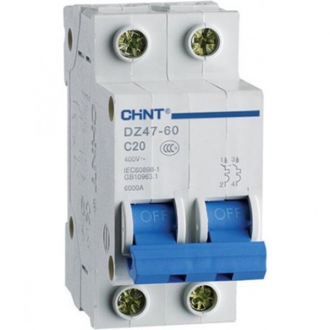Автоматический выключатель CHINT DZ47-60 2P 5A 4.5KA х-ка C 188056
