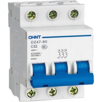Автоматический выключатель CHINT DZ47-60 3P 32A 4.5KA х-ка C Автоматический выключатель CHINT DZ47-60 3P 32A 4.5KA х-ка C