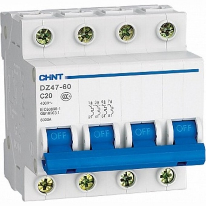 Автоматический выключатель CHINT DZ47-60 4P 10A 4.5KA х-ка C 187964