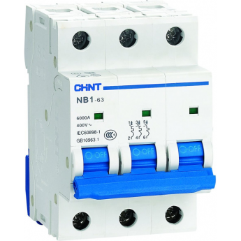 Автоматический выключатель CHINT NB1-63 3P 3A 6кА х-ка B (DB) (R) Автоматический выключатель CHINT NB1-63 3P 3A 6кА х-ка B (DB) (R)