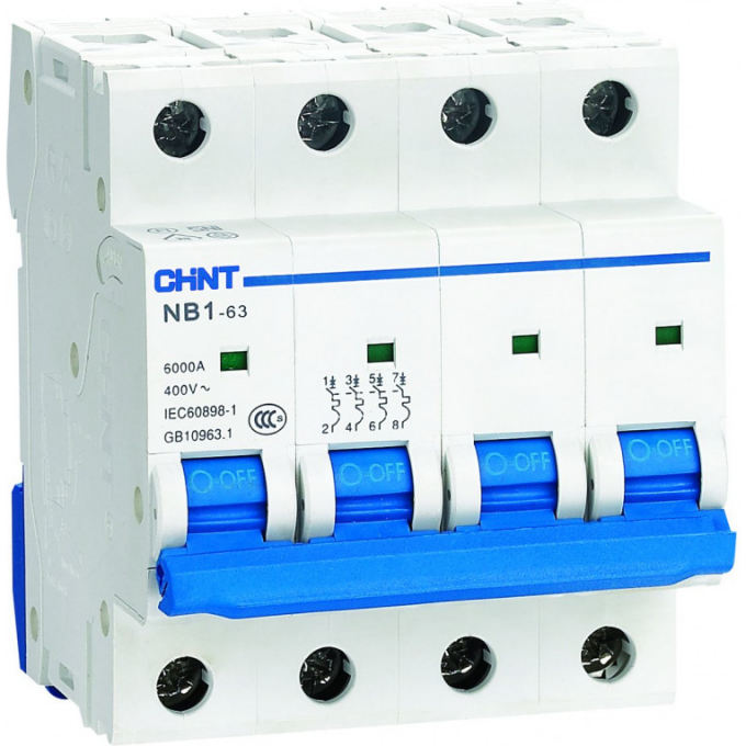 Автоматический выключатель CHINT NB1-63 4P 40A 6кА х-ка D (DB) (R) 179763