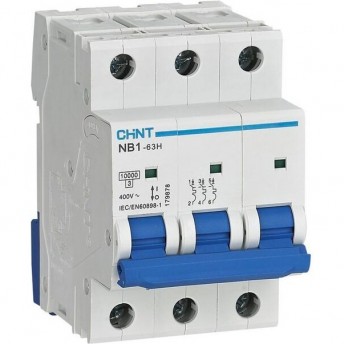 Автоматический выключатель CHINT NB1-63H 3P 63A 10кА х-ка D (R) Автоматический выключатель CHINT NB1-63H 3P 63A 10кА х-ка D (R)
