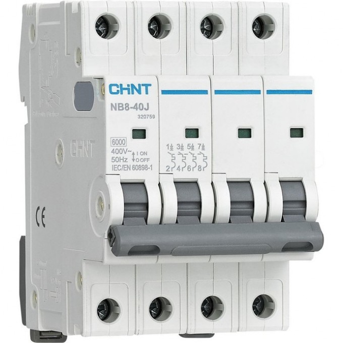 Автоматический выключатель CHINT NB8-63M 4P 6A (6,4-9,6)In 10кА (R) 320853