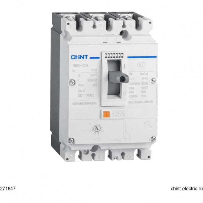 Автоматический выключатель CHINT NM8N-250S TM 2P 180А 50кА с рег. термомаг. расцепителем (R) 271167