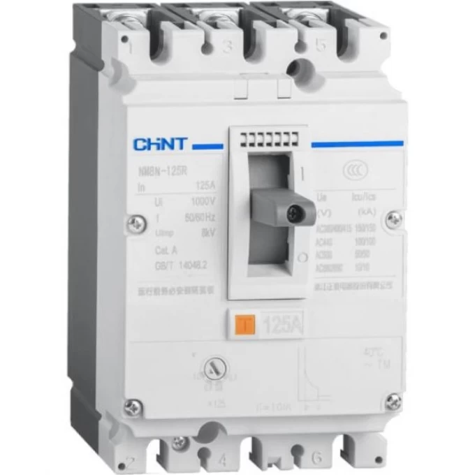Автоматический выключатель CHINT NM8NDC-125H TM 3P 16А 100кА с рег. термомаг. расцепителем (R) 271771 Автоматический выключатель CHINT NM8NDC-125H TM 3P 16А 100кА с рег. термомаг. расцепителем (R) 271771