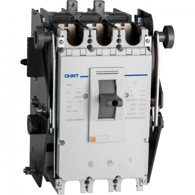 Автоматический выключатель CHINT NM8NDC-800C TM 4P 500А 36кА с рег. термомаг. расцепителем (R) 273013