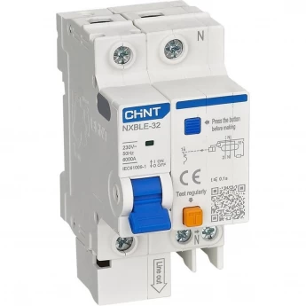 Дифатомат CHINT NXBLE-32 1+N C20 30mA тип AC 6kA (R) Дифатомат CHINT NXBLE-32 1+N C20 30mA тип AC 6kA (R)