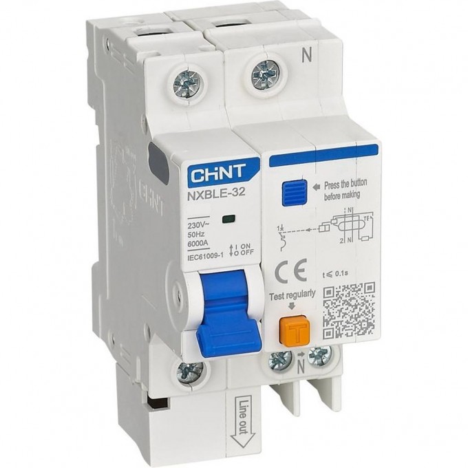 Дифатомат CHINT NXBLE-32 1+N C20 30mA тип AC 6kA (R) 819393 Дифатомат CHINT NXBLE-32 1+N C20 30mA тип AC 6kA (R) 819393