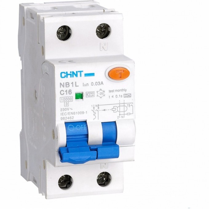 Дифференциальный автоматический выключатель CHINT NB1L 1P+N B6 30mA тип AC 10kA (36mm) (R) 203096 Дифференциальный автоматический выключатель CHINT NB1L 1P+N B6 30mA тип AC 10kA (36mm) (R) 203096