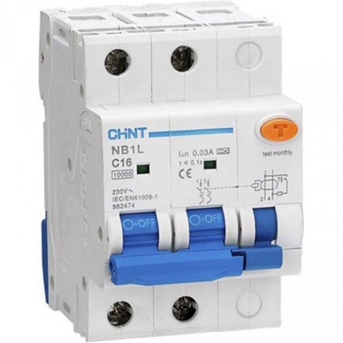 Дифференциальный автоматический выключатель CHINT NB1L-40 2P C25 30mA тип AC 6kA (R) 197991 Дифференциальный автоматический выключатель CHINT NB1L-40 2P C25 30mA тип AC 6kA (R) 197991