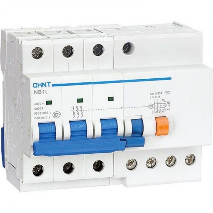 Дифференциальный автоматический выключатель CHINT NB1L-40 4P C40 100mA тип AC 6kA (R) 198136 Дифференциальный автоматический выключатель CHINT NB1L-40 4P C40 100mA тип AC 6kA (R) 198136