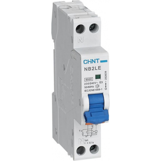 Дифференциальный автоматический выключатель CHINT NB2LE 1P+N 20A 30mA 1мод., х-ка B, электронный тип A, 6kA (R) 689018 Дифференциальный автоматический выключатель CHINT NB2LE 1P+N 20A 30mA 1мод., х-ка B, электронный тип A, 6kA (R) 689018