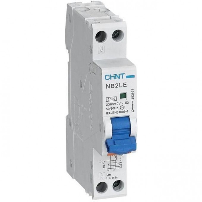 Дифференциальный автоматический выключатель CHINT NB2LE 1P+N 25A 30mA 1мод., х-ка С, электронный тип A, 6kA (R) 689009 Дифференциальный автоматический выключатель CHINT NB2LE 1P+N 25A 30mA 1мод., х-ка С, электронный тип A, 6kA (R) 689009