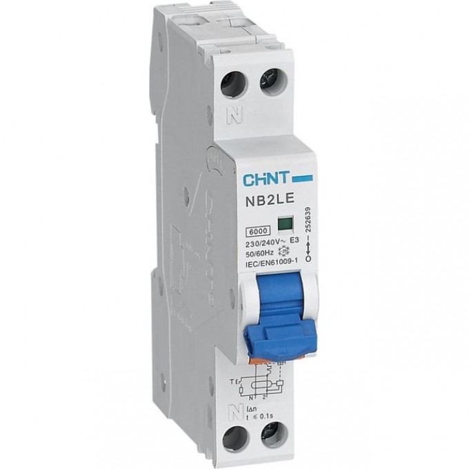 Дифференциальный автоматический выключатель CHINT NB2LE 1P+N 40A 30mA 1мод., х-ка B, электронный тип A, 6kA 252637 Дифференциальный автоматический выключатель CHINT NB2LE 1P+N 40A 30mA 1мод., х-ка B, электронный тип A, 6kA 252637