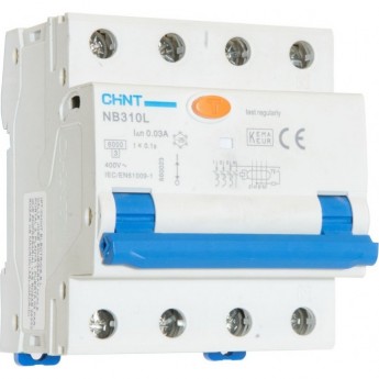 Дифференциальный автоматический выключатель CHINT NB310L/3N 3P+N 10А 30mA, тип A, х-ка С, 6kA (R)