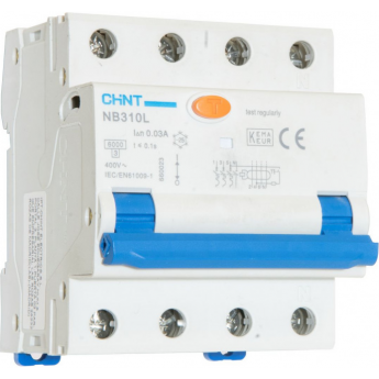 Дифференциальный автоматический выключатель CHINT NB310L/3N 3P+N 40А 30mA, тип A, х-ка С, 6kA (R) Дифференциальный автоматический выключатель CHINT NB310L/3N 3P+N 40А 30mA, тип A, х-ка С, 6kA (R)