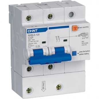 Дифференциальный автоматический выключатель CHINT NXBLE-125 1P+N 63A, х-ка C 100mA, электронный тип AС, х-ка С, 10kA (R)