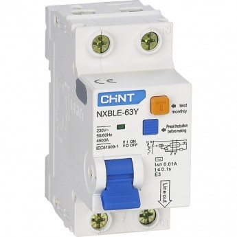 Дифференциальный автоматический выключатель CHINT NXBLE-63 2P C40 30mA тип AC 6kA
