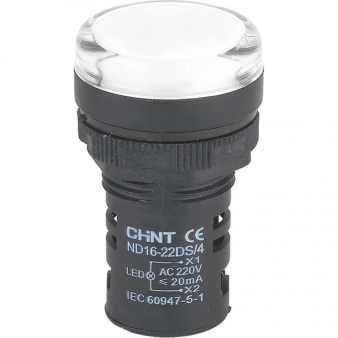 Индикатор CHINT ND16-22D/2C белый, встр. резистор, IP65 АС/DC230В (R) 828017 Индикатор CHINT ND16-22D/2C белый, встр. резистор, IP65 АС/DC230В (R) 828017