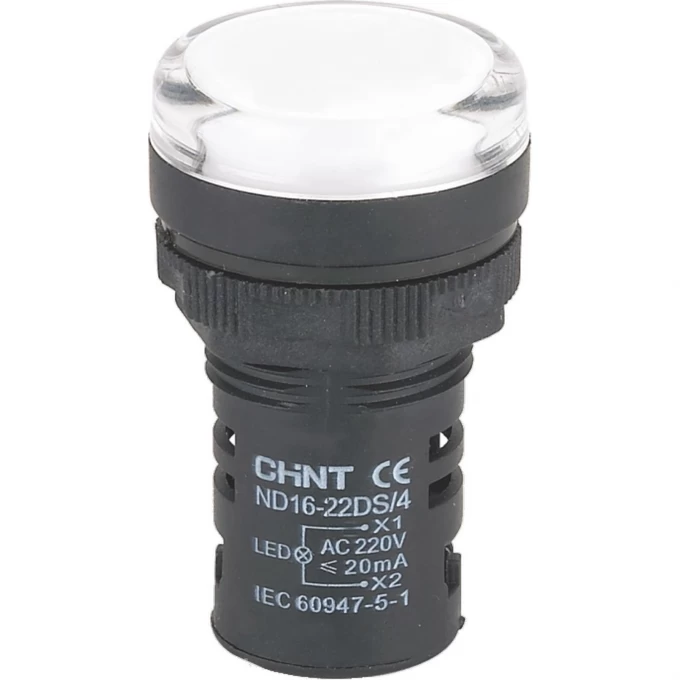 Индикатор CHINT ND16-22DS/4 белый АС110В (R) 592711 Индикатор CHINT ND16-22DS/4 белый АС110В (R) 592711
