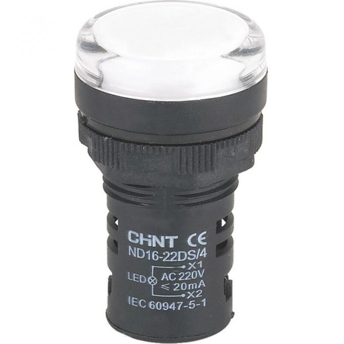Индикатор CHINT ND16-22DS/4 белый АС220В (R) 592716 Индикатор CHINT ND16-22DS/4 белый АС220В (R) 592716
