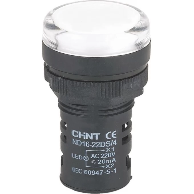 Индикатор CHINT ND16-22DS/4C белый, компактный, встр. конденсатор, IP65 АС380В (R) 828187 Индикатор CHINT ND16-22DS/4C белый, компактный, встр. конденсатор, IP65 АС380В (R) 828187