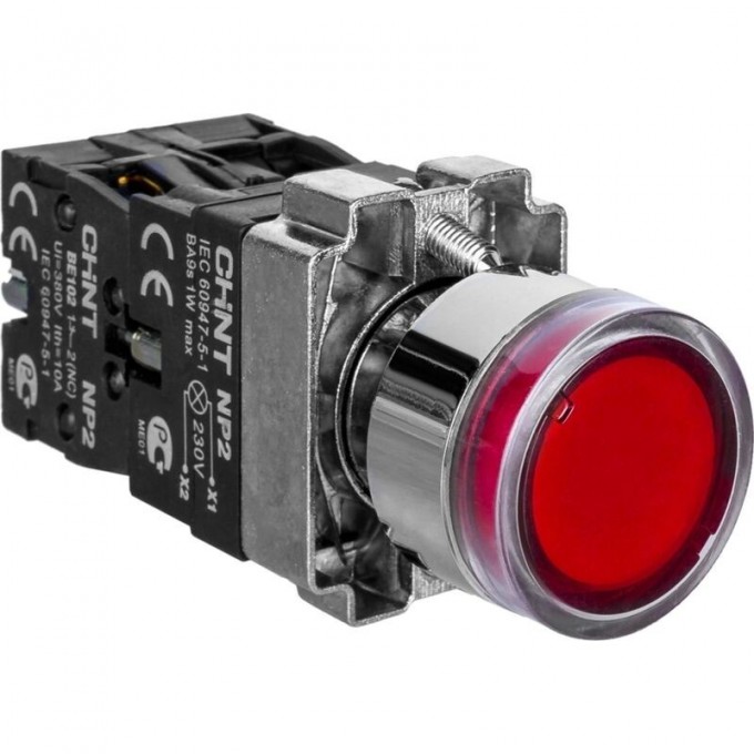 Кнопка управления CHINT NP2-BW1462 выступающая, красная, 1НЗ, AC/DC230В (LED), IP40 (R) 575778 Кнопка управления CHINT NP2-BW1462 выступающая, красная, 1НЗ, AC/DC230В (LED), IP40 (R) 575778