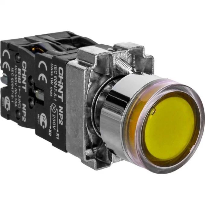 Кнопка управления CHINT NP2-BW1561 выступающая, желтая, 1НО, AC/DC230В (LED), IP40 (R) 575779 Кнопка управления CHINT NP2-BW1561 выступающая, желтая, 1НО, AC/DC230В (LED), IP40 (R) 575779