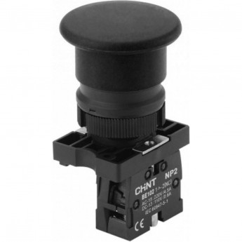 Кнопка управления CHINT "Грибок" Φ40мм (2) с самовозвратом NP2-EC22 без подсветки черная 1НЗ Кнопка управления CHINT "Грибок" Φ40мм (2) с самовозвратом NP2-EC22 без подсветки черная 1НЗ