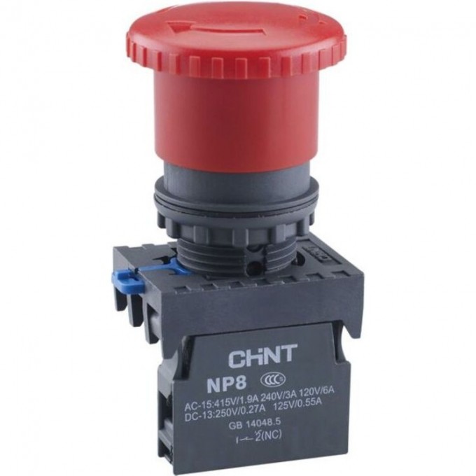 Кнопка управления CHINT "Грибок" Φ40мм NP8-01ZS/14 фикс., красн., 1НО, IP65 (R) 667212 Кнопка управления CHINT "Грибок" Φ40мм NP8-01ZS/14 фикс., красн., 1НО, IP65 (R) 667212