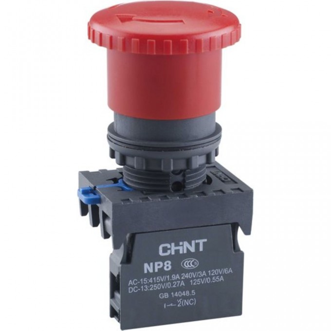 Кнопка управления CHINT "Грибок" Φ40мм NP8-01ZS/14 фикс., красн., 1НЗ, IP65 (R) 667210 Кнопка управления CHINT "Грибок" Φ40мм NP8-01ZS/14 фикс., красн., 1НЗ, IP65 (R) 667210