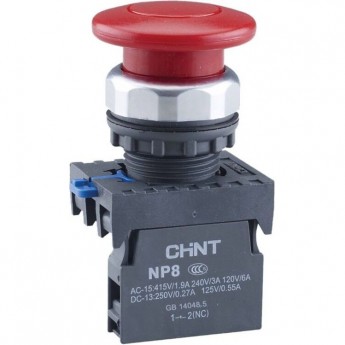 Кнопка управления CHINT "Грибок" Φ40мм NP8-20M/14 без подсветки, самовозв., красн., 2НО, IP65 (R) Кнопка управления CHINT "Грибок" Φ40мм NP8-20M/14 без подсветки, самовозв., красн., 2НО, IP65 (R)