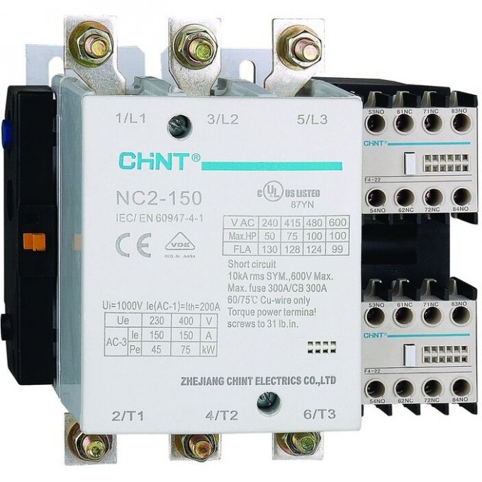 Контактор CHINT NC2-150 150A 110В/АС3 50Гц (R) 236579 Контактор CHINT NC2-150 150A 110В/АС3 50Гц (R) 236579