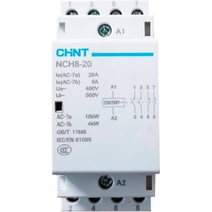 Контактор модульный CHINT NCH8-20/22 20A 2НЗ+2НО AC220/230В 50Гц (R) 256087 Контактор модульный CHINT NCH8-20/22 20A 2НЗ+2НО AC220/230В 50Гц (R) 256087