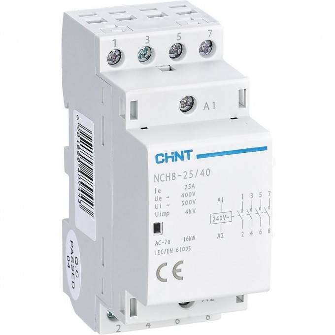 Контактор модульный CHINT NCH8-25/40 25A 4НО AC24В 50Гц (R) 256090 Контактор модульный CHINT NCH8-25/40 25A 4НО AC24В 50Гц (R) 256090