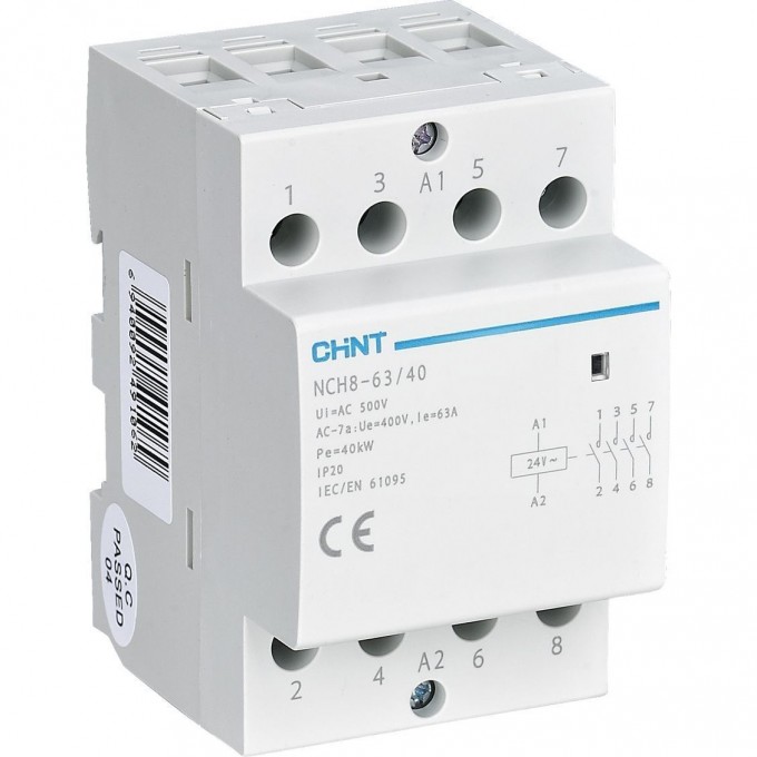 Контактор модульный CHINT NCH8-63/40 63A 4НО AC220/230В 50Гц (R) 256101 Контактор модульный CHINT NCH8-63/40 63A 4НО AC220/230В 50Гц (R) 256101