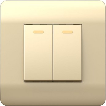 Переключатель 2-клавишный CHINT NEW3-E, 10А, шампань