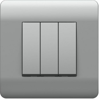 Переключатель 3-клавишный 10А CHINT NEW3-E, серебряный