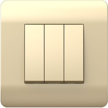 Переключатель 3-клавишный 10А CHINT NEW3-E, шампань