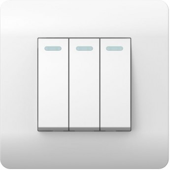 Переключатель 3-клавишный с подсветкой CHINT NEW3-E, 10А, белый