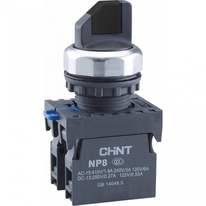 Переключатель без подсветки CHINT NP8-11X/212, 2 положения с фиксацией, чёрная 1НО+1НЗ IP65 (R) 578129 Переключатель без подсветки CHINT NP8-11X/212, 2 положения с фиксацией, чёрная 1НО+1НЗ IP65 (R) 578129