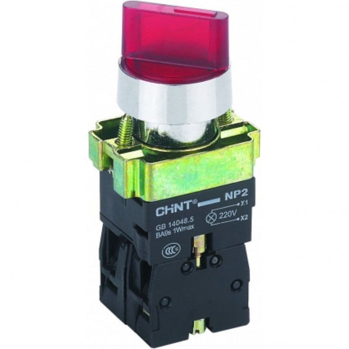 Переключатель CHINT NP2-BK12461, 2 положения фиксацией 1НО, красная AC/DC220В (LED), IP40 (R) 265955 Переключатель CHINT NP2-BK12461, 2 положения фиксацией 1НО, красная AC/DC220В (LED), IP40 (R) 265955