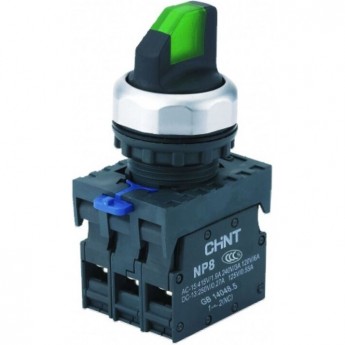 Переключатель подсветки CHINT NP8-02XD/314, 3 полож. фикс., зелен., AC110-230В(LED), 2НЗ, IP65 (R)
