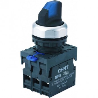 Переключатель подсветки CHINT NP8-20XD/315, 3 полож. фикс., синий, AC110-230В(LED), 2НО, IP65 (R)