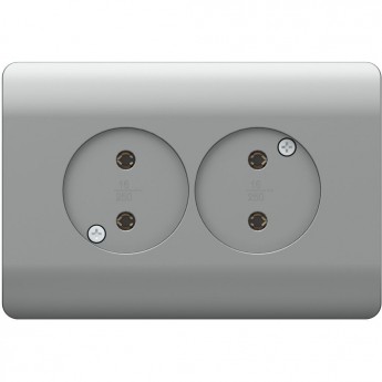 Розетка б/з со шторками двойная CHINT NEW3-E, 16А, серебряный Розетка б/з со шторками двойная CHINT NEW3-E, 16А, серебряный