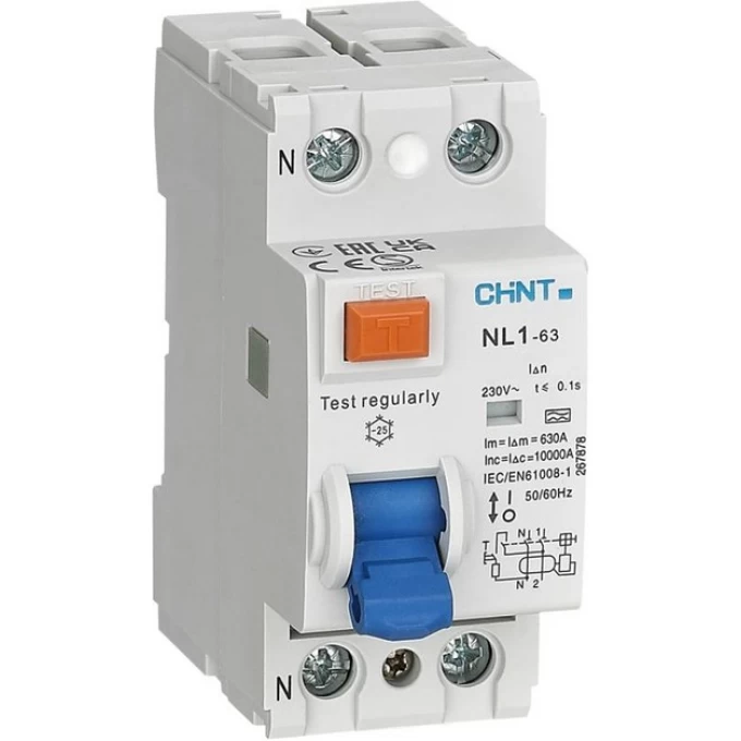 УЗО CHINT NL1-63 2P 16A 10mA 10kA тип AC (R) 200825