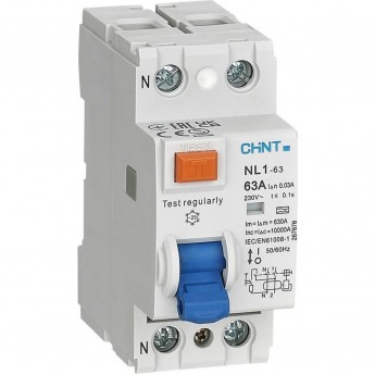 УЗО CHINT NL1-63 2P 63A 100mA 6kA тип AC (DB) (R) УЗО CHINT NL1-63 2P 63A 100mA 6kA тип AC (DB) (R)