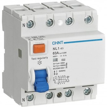 УЗО CHINT NL1-63 4P 63A 100mA 6kA тип AC (DB) (R) УЗО CHINT NL1-63 4P 63A 100mA 6kA тип AC (DB) (R)