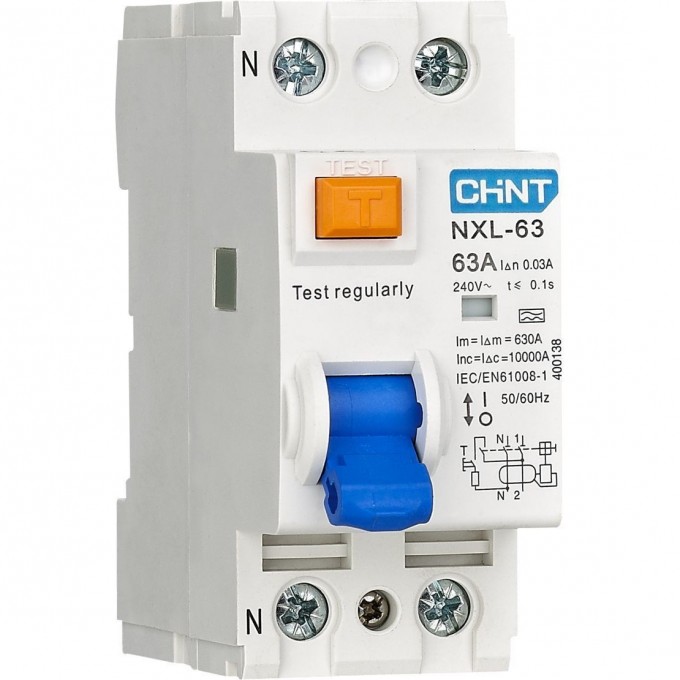 УЗО CHINT NXL-63 2P 16А 30мА 6кА тип A AX (R) 399942 УЗО CHINT NXL-63 2P 16А 30мА 6кА тип A AX (R) 399942