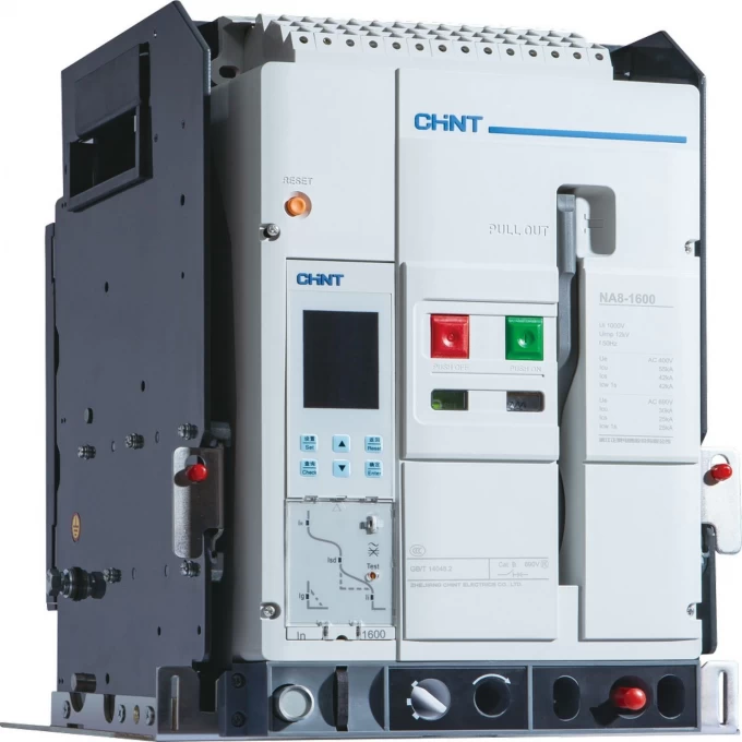 Воздушный автоматический выключатель CHINT NA8-1600N-1250H/4P выкат.,1250А, 55кА, тип H, AC400В (R) 410944